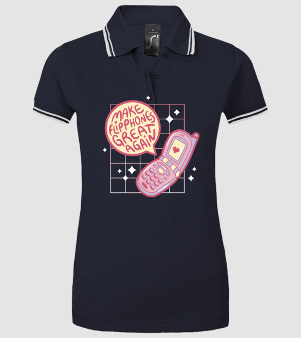 Make Flipphones Great Again Retro model albastru închis pe tricou