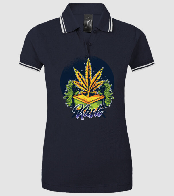 Marijuana Kush model albastru închis pe tricou