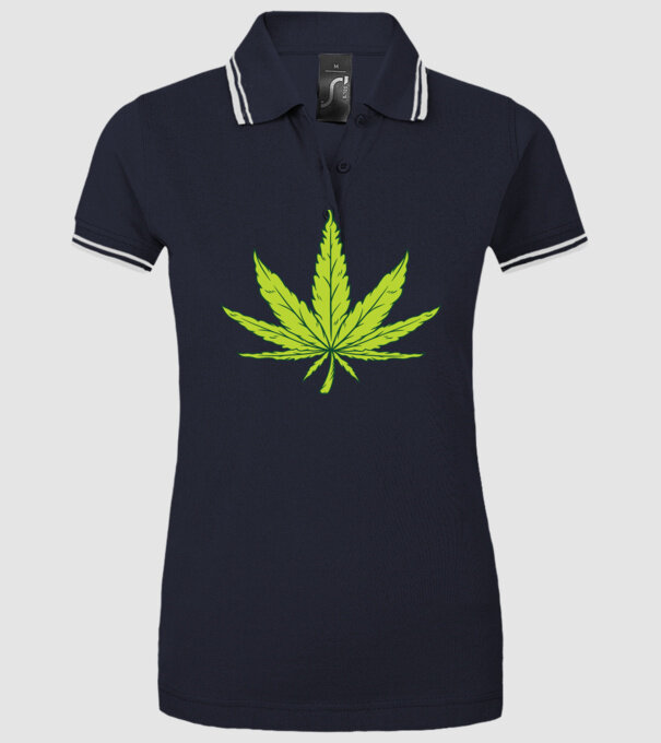 Frunză de marijuana model albastru închis pe tricou