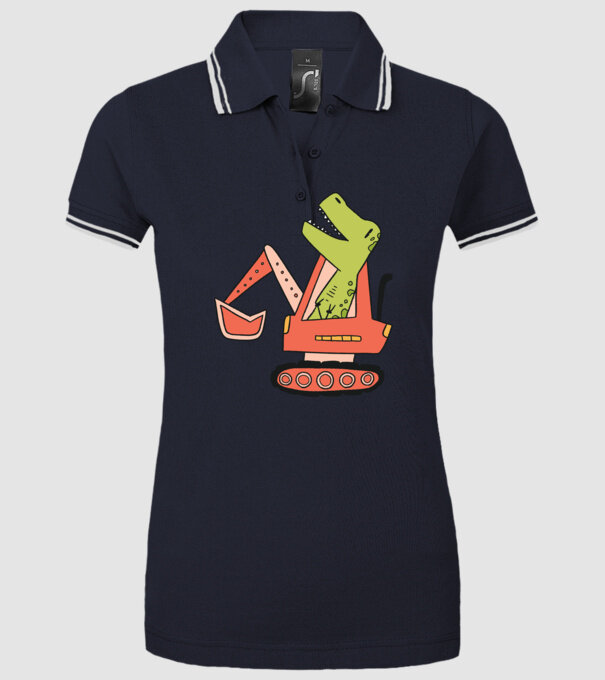 Excavator dinozaur model albastru închis pe tricou
