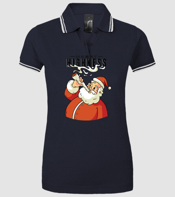 Merry Highness Mikulás fumează iarbă model albastru închis pe tricou