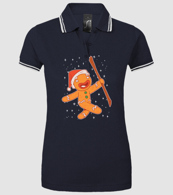 Turtă dulce Moș Crăciun tricou model albastru închis pe tricou