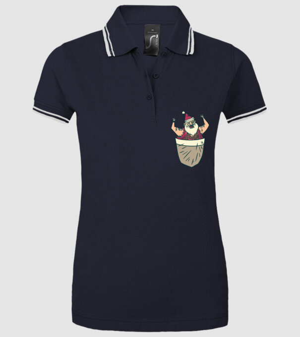 Buzunar Moș Crăciun model albastru închis pe tricou