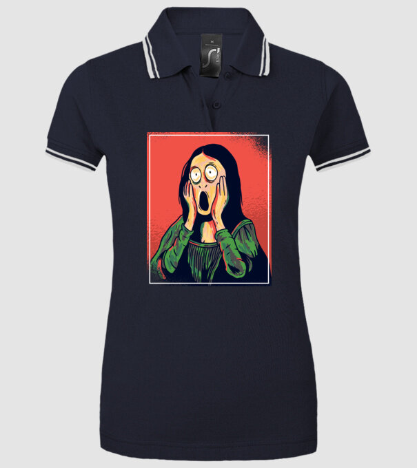 Mona Lisa țipăt model albastru închis pe tricou