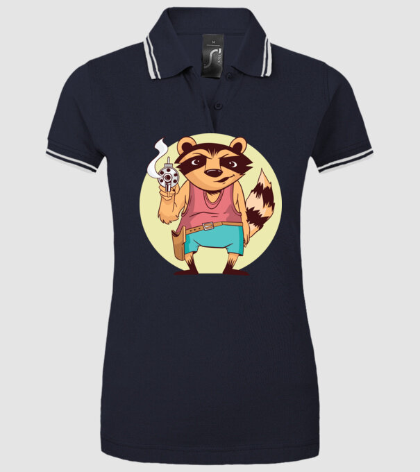 Raton cu armă model albastru închis pe tricou