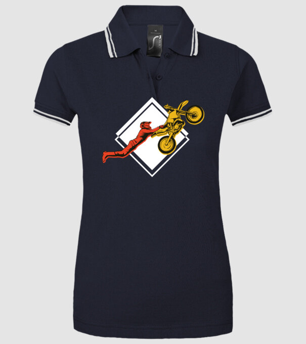 Săritură motocicletă model albastru închis pe tricou