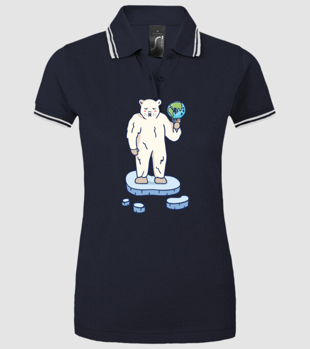Topirea gheții cu urs polar model albastru închis pe tricou