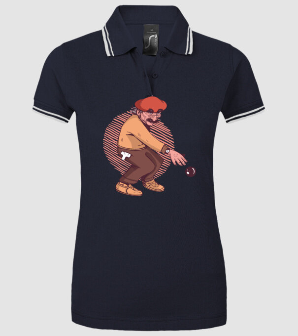 Petanque bătrân model albastru închis pe tricou