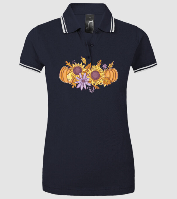 Scena de toamnă Halloween model albastru închis pe tricou