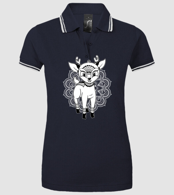 Mandala Căprioară model albastru închis pe tricou