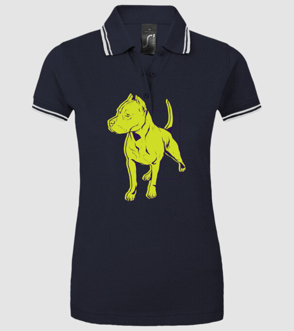 Câine Pitbull model albastru închis pe tricou