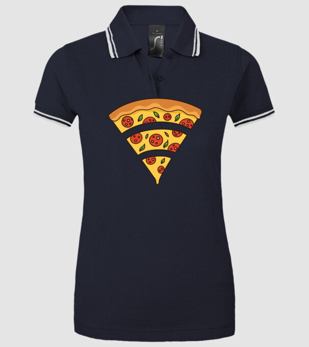Felie de pizza Wifi model albastru închis pe tricou
