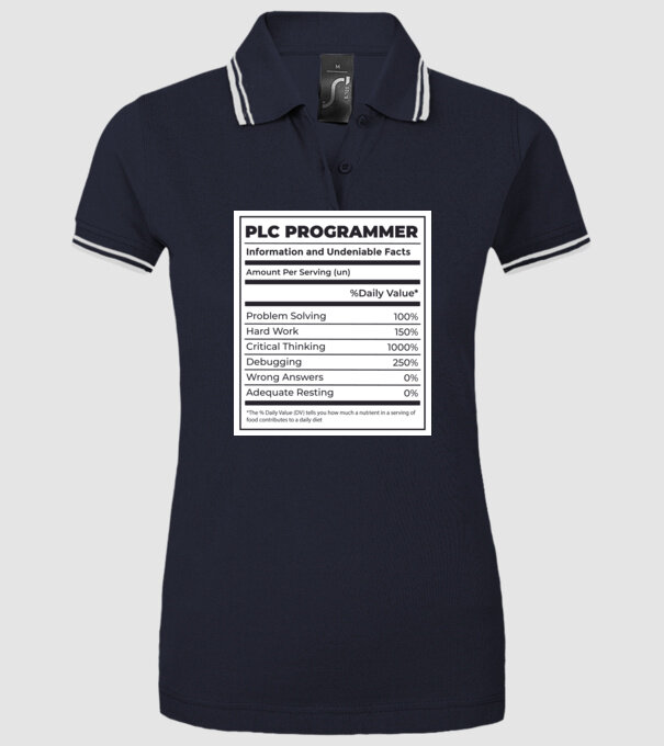 Programator PLC model albastru închis pe tricou