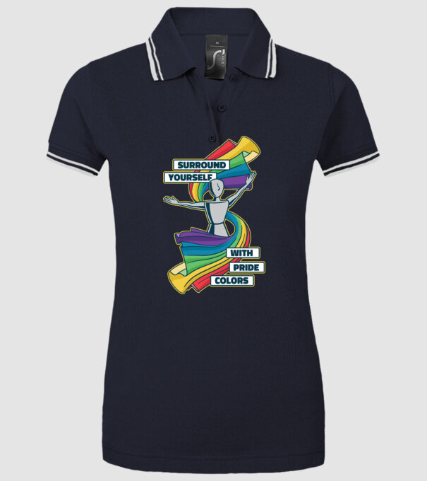 Pride cu curcubeu model albastru închis pe tricou