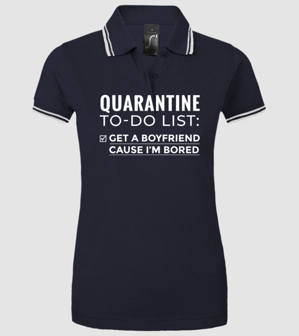 Quarantine to do list model albastru închis pe tricou