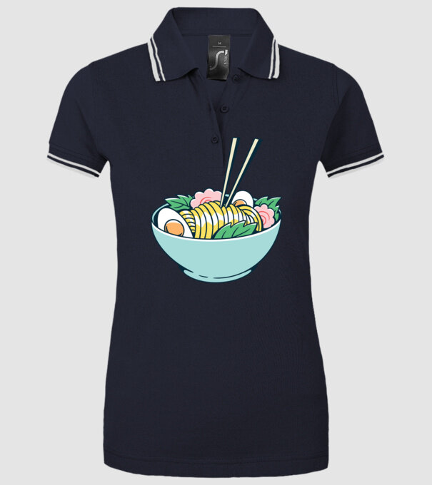 Paste Ramen model albastru închis pe tricou