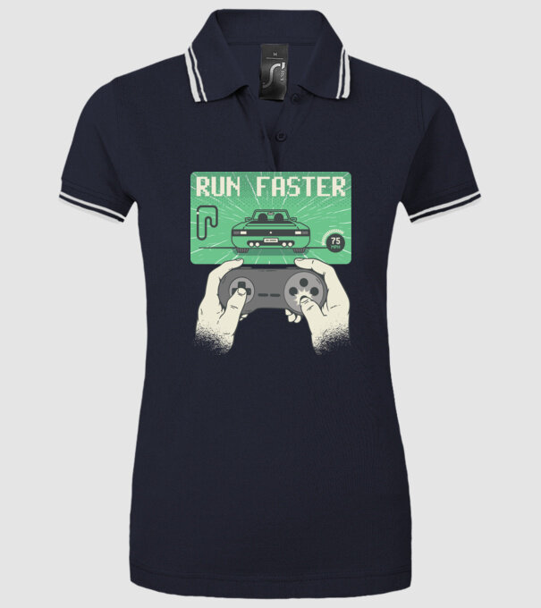 Retro gamer Outrun model albastru închis pe tricou