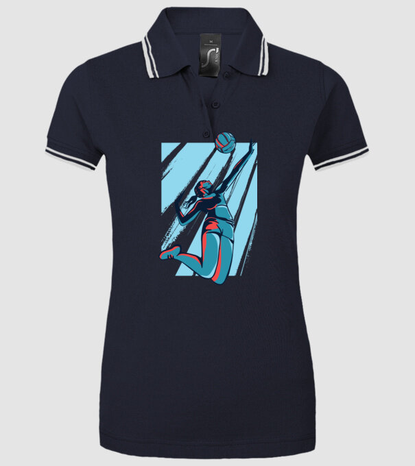 Fată Voleibalistă model albastru închis pe tricou