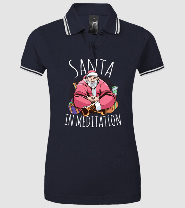 Santa Meditație model albastru închis pe tricou