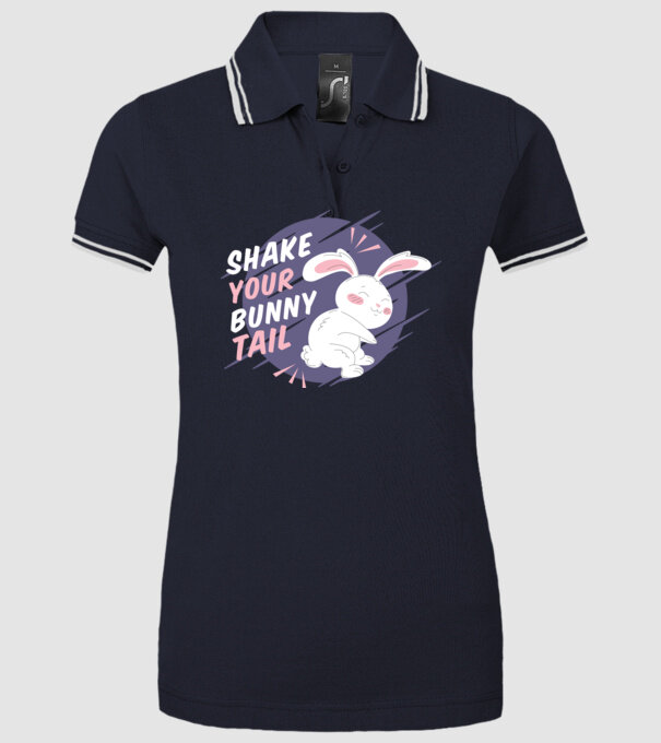 Shake your bunny tail model albastru închis pe tricou