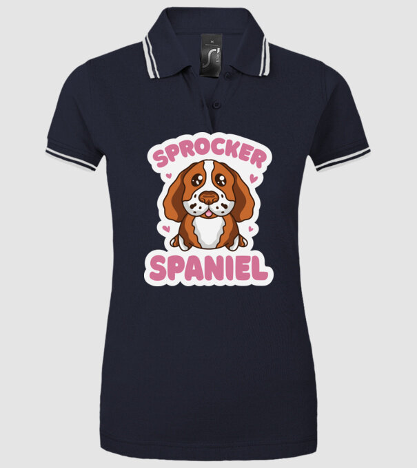 Sprocker Spaniel model albastru închis pe tricou