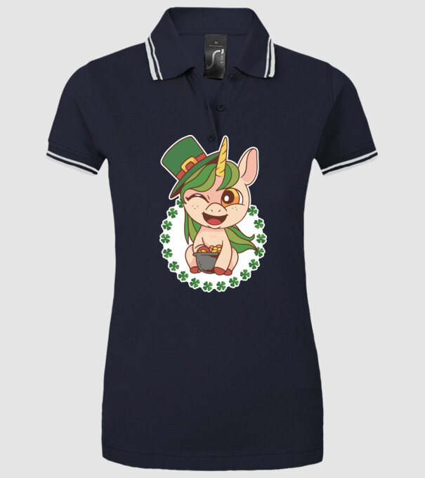 St Patrick Unicorn model albastru închis pe tricou