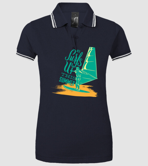 Surfs up this summer model albastru închis pe tricou