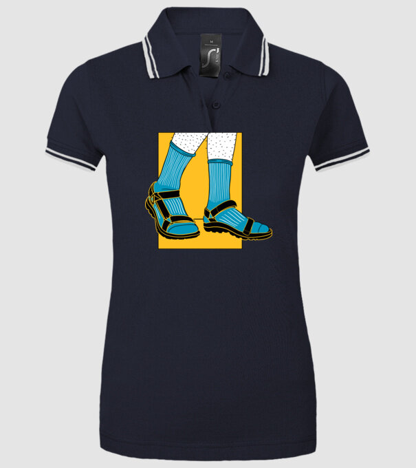 Sandale cu șosete model albastru închis pe tricou