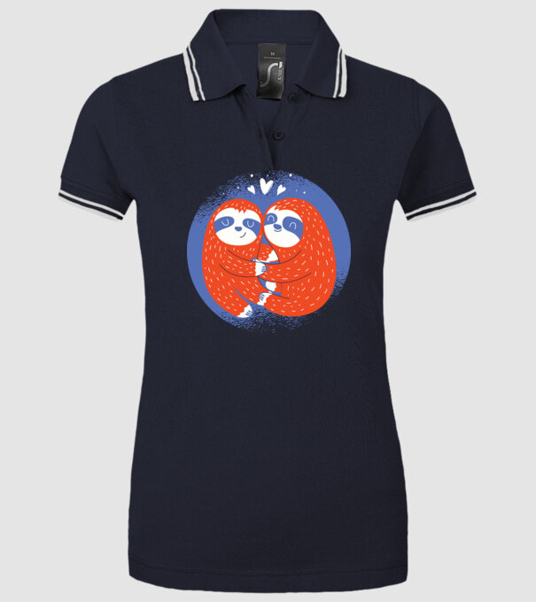 Leneși îndrăgostiți model albastru închis pe tricou