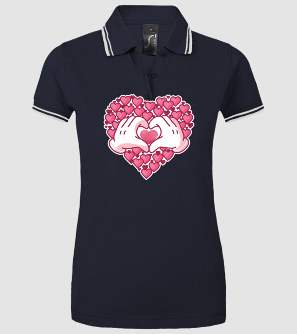 'Inimi îndrăgostite pentru Valentine''s Day' model albastru închis pe tricou