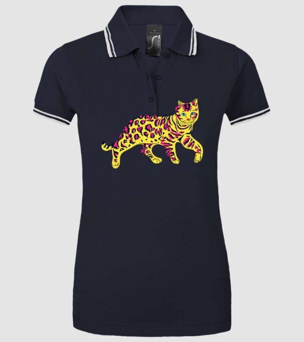 Pisică Abstract colorat model albastru închis pe tricou