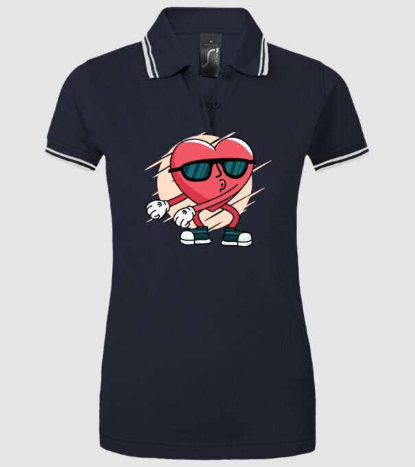 Inimă DAB Floss Heart tricou model albastru închis pe tricou
