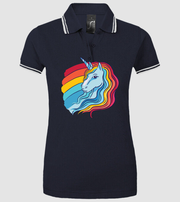 Unicorn cu Curcubeu model albastru închis pe tricou