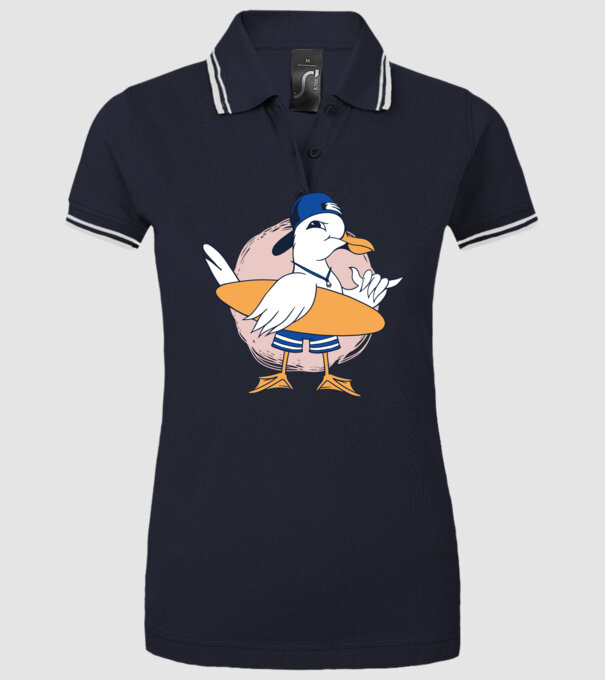 Pescăruș Surfing model albastru închis pe tricou