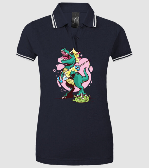 T-rex Vaccin model albastru închis pe tricou