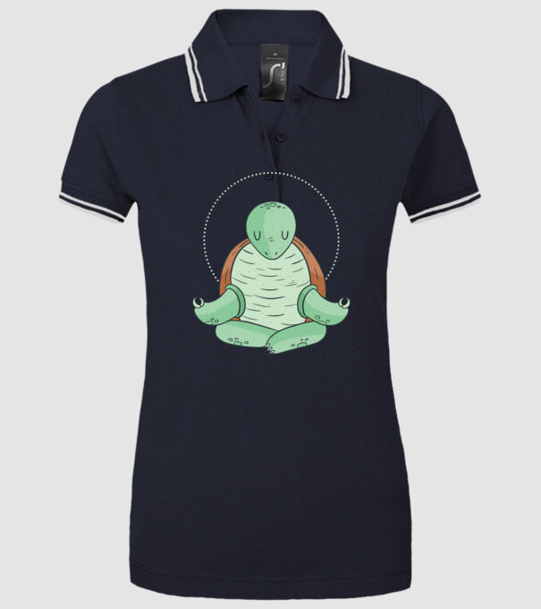 Broască țestoasă Yoga model albastru închis pe tricou