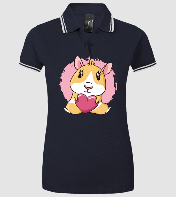 Porcușor de Guineea cu inimă model albastru închis pe tricou