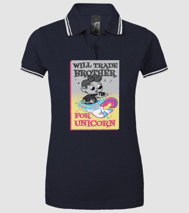 Îl ofer la schimb pe fratele meu pentru un unicorn model albastru închis pe tricou