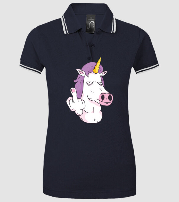 Unicorn arată degetul model albastru închis pe tricou