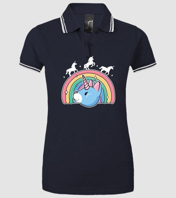 Pisică Unicorn model albastru închis pe tricou