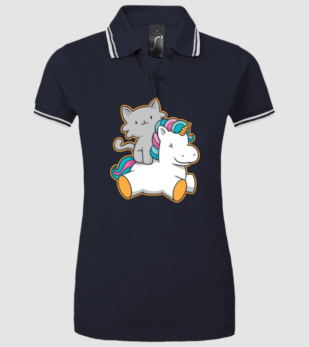 Unicorn Cu pisică model albastru închis pe tricou