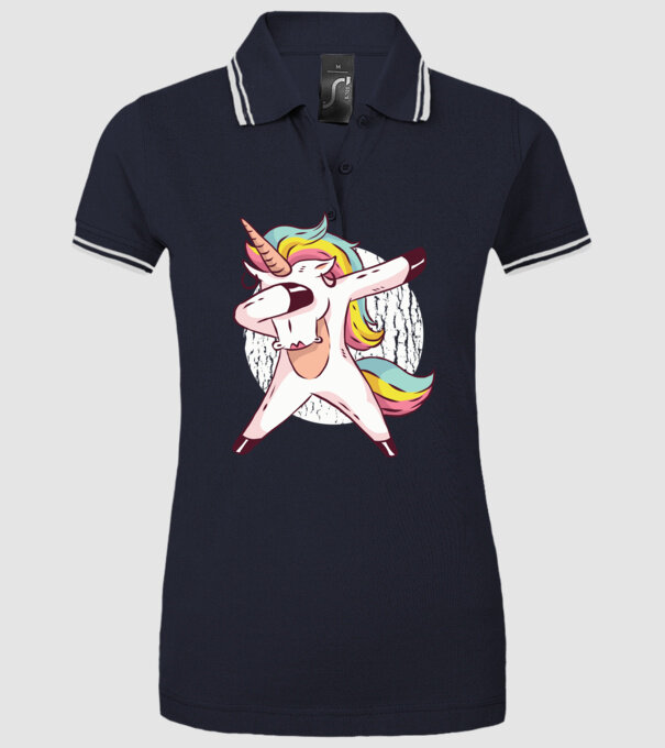 Unicorn DAB model albastru închis pe tricou
