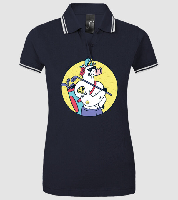 Unicorn Golf model albastru închis pe tricou