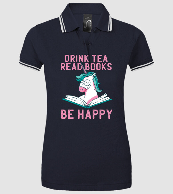 Unicorn Lectură Carte model albastru închis pe tricou