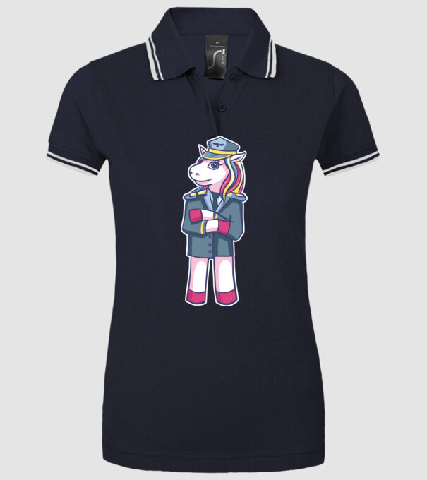 Unicorn Pilot model albastru închis pe tricou