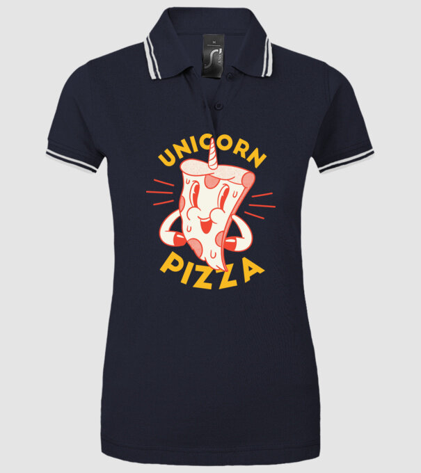 Unicorn Pizza model albastru închis pe tricou