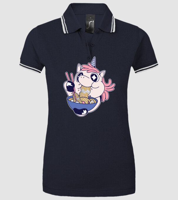 Unicorn Ramen model albastru închis pe tricou