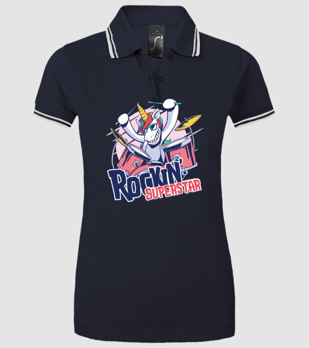 Unicorn Star rock model albastru închis pe tricou