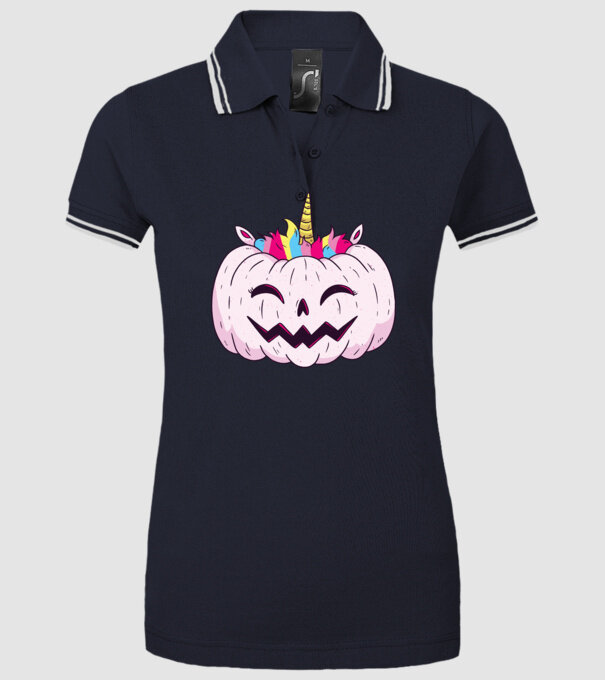 Unicorn Dovleac Halloween model albastru închis pe tricou