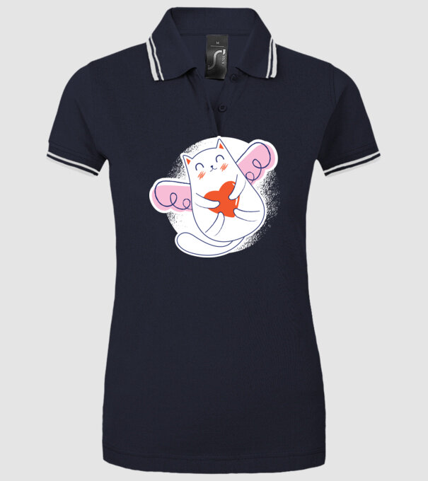 Pisică Valentin model albastru închis pe tricou